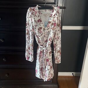 LOFT White and Pink Floral Dress